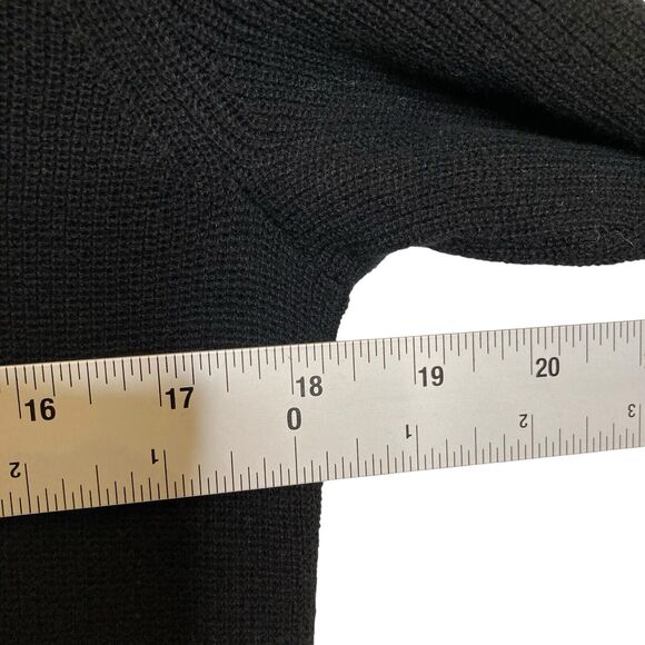 Gretchen Scott Womens XS Black Sweater Cardigan Gold Buttons Side Slits HiLo Hem - Picture 5 of 12